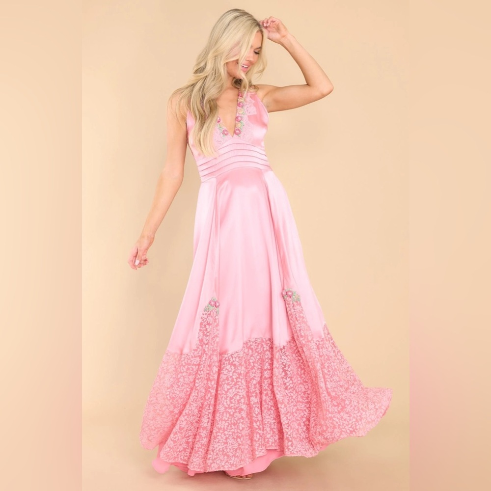 LoveShakeFancy Mirette Silk Gown SZ 6 in Powder Pink